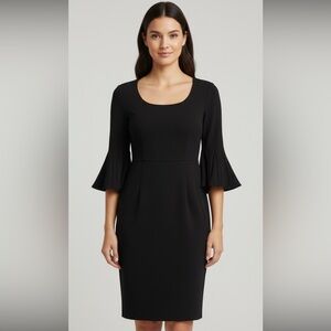 DONNA KARAN Black Bell Sleeve Sheath Dress Size 4